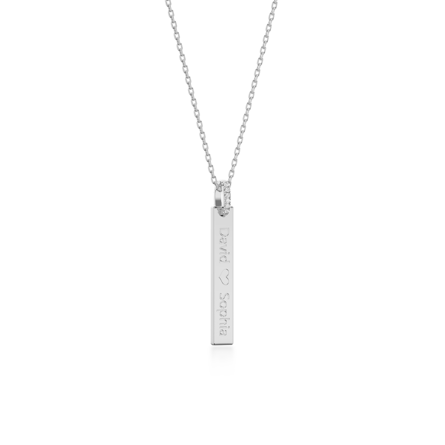 Rhodium Plated Long Rectangle Engravable Pendant SP003