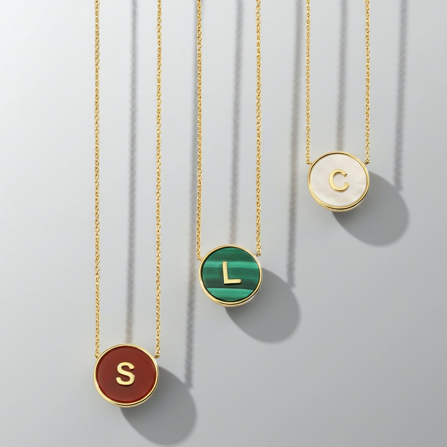 Rhodium Plated Silver Malachite Initial Necklace SS25N002R