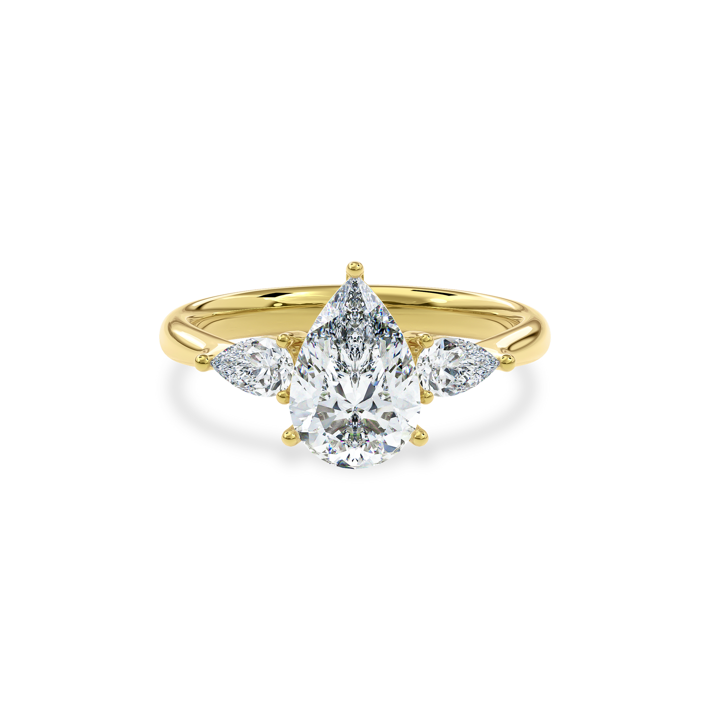 Daphnis Three Stones Engagement Ring Pear•Yellow Gold