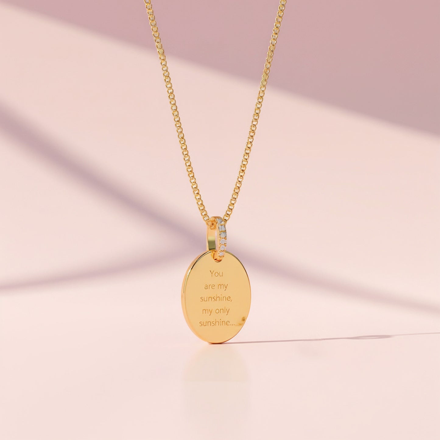 18K Gold Plated Silver Oval Engravable Necklace SS25N001O