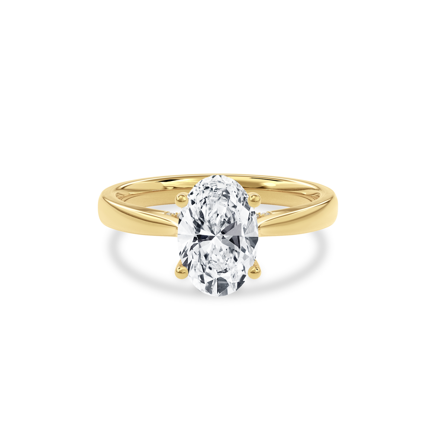 Elara Hidden Halo Salitaire Engagement Ring Oval•Yellow Gold