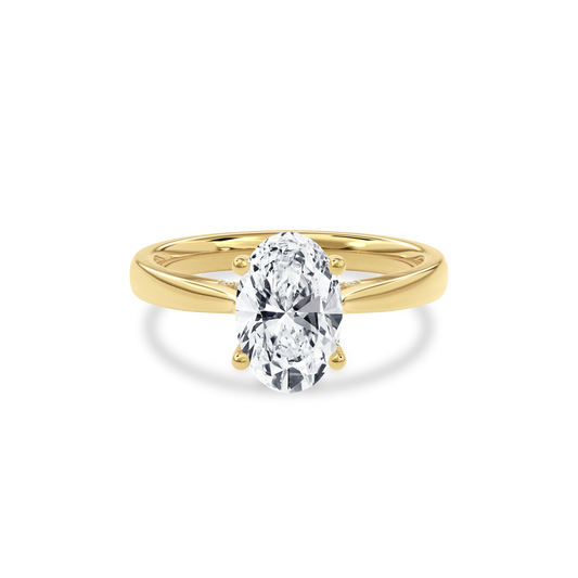 Elara Hidden Halo Salitaire Engagement Ring Oval•Yellow Gold