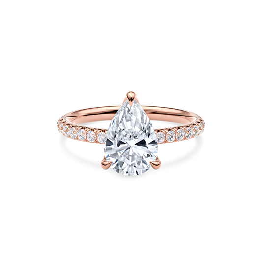 Dia Solitaire Pave Engagement Ring Pear•Rose Gold