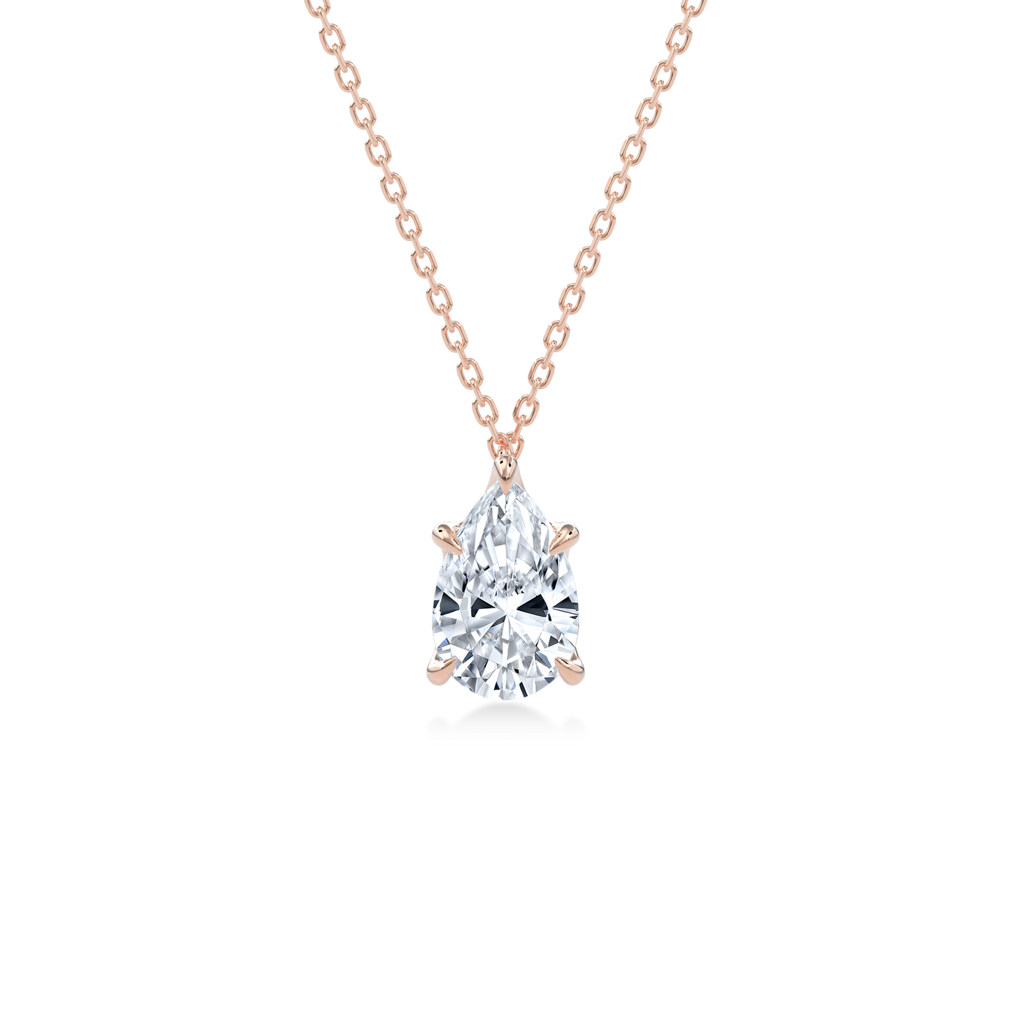 Dia Solitaire Necklace Pear•Rose Gold