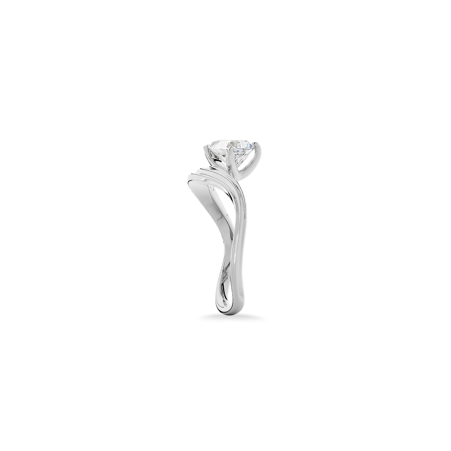 Pear  Luna Curve Ring in White Gold