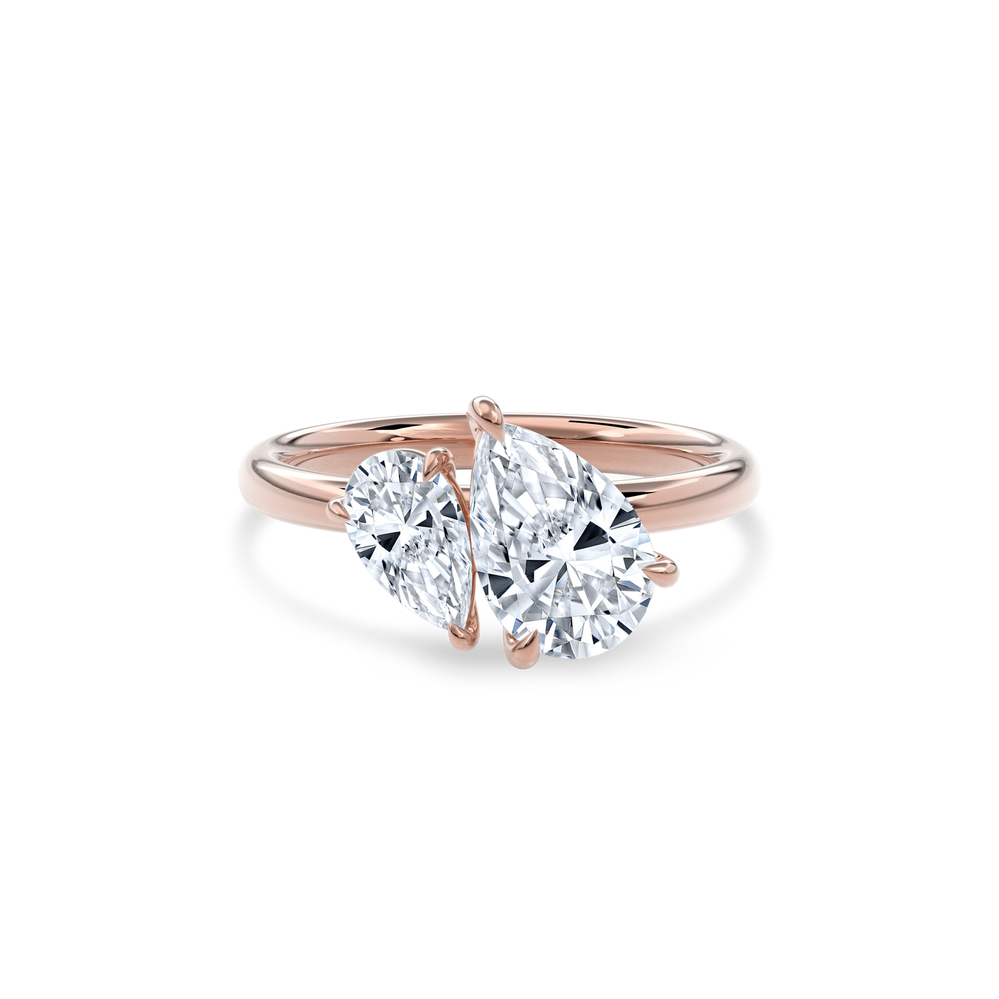 Callisto Two Stones Engagement Ring Pear•Rose Gold