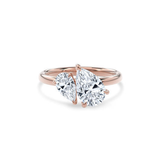 Callisto Two Stones Engagement Ring Pear•Rose Gold