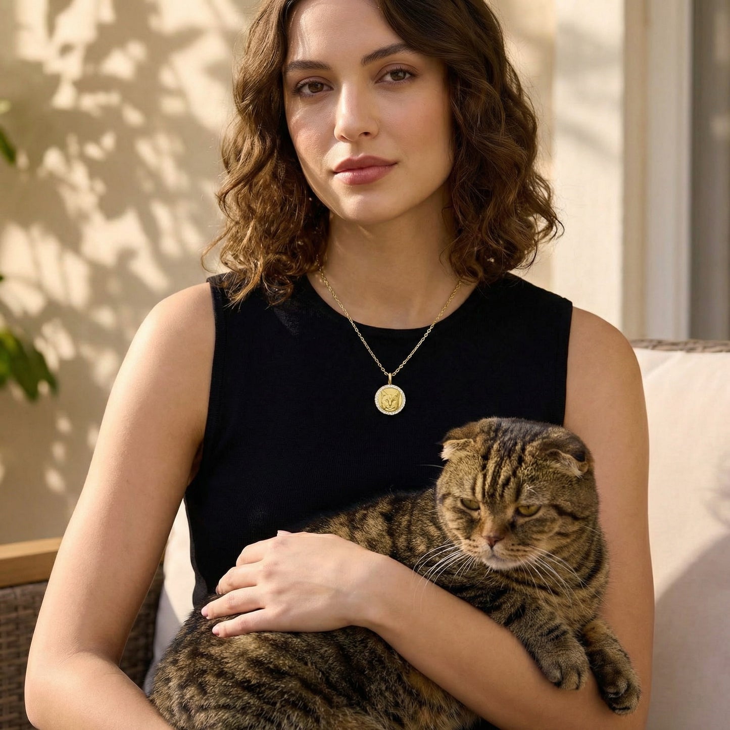 18K Gold Plated Round MemoraCarve Necklace SN028