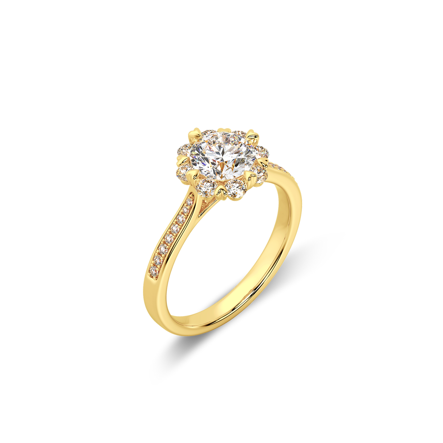 Bouquet Pave Ring Round 18K Yellow Gold