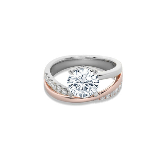 Interlace Meteor Round Ring in 14K Silver & Rose Gold