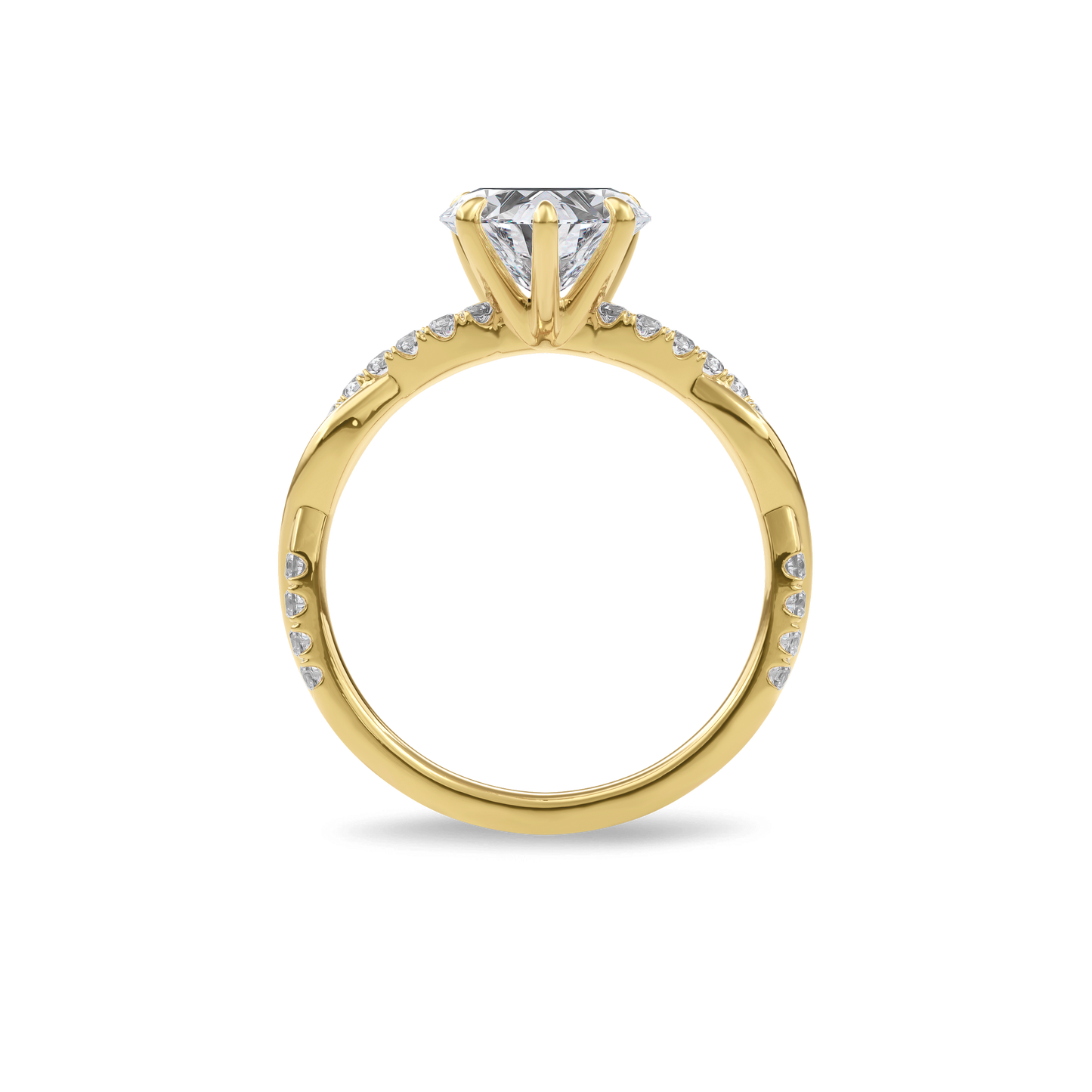 Rhea Twisted Pave Engagement Ring Heart•Yellow Gold
