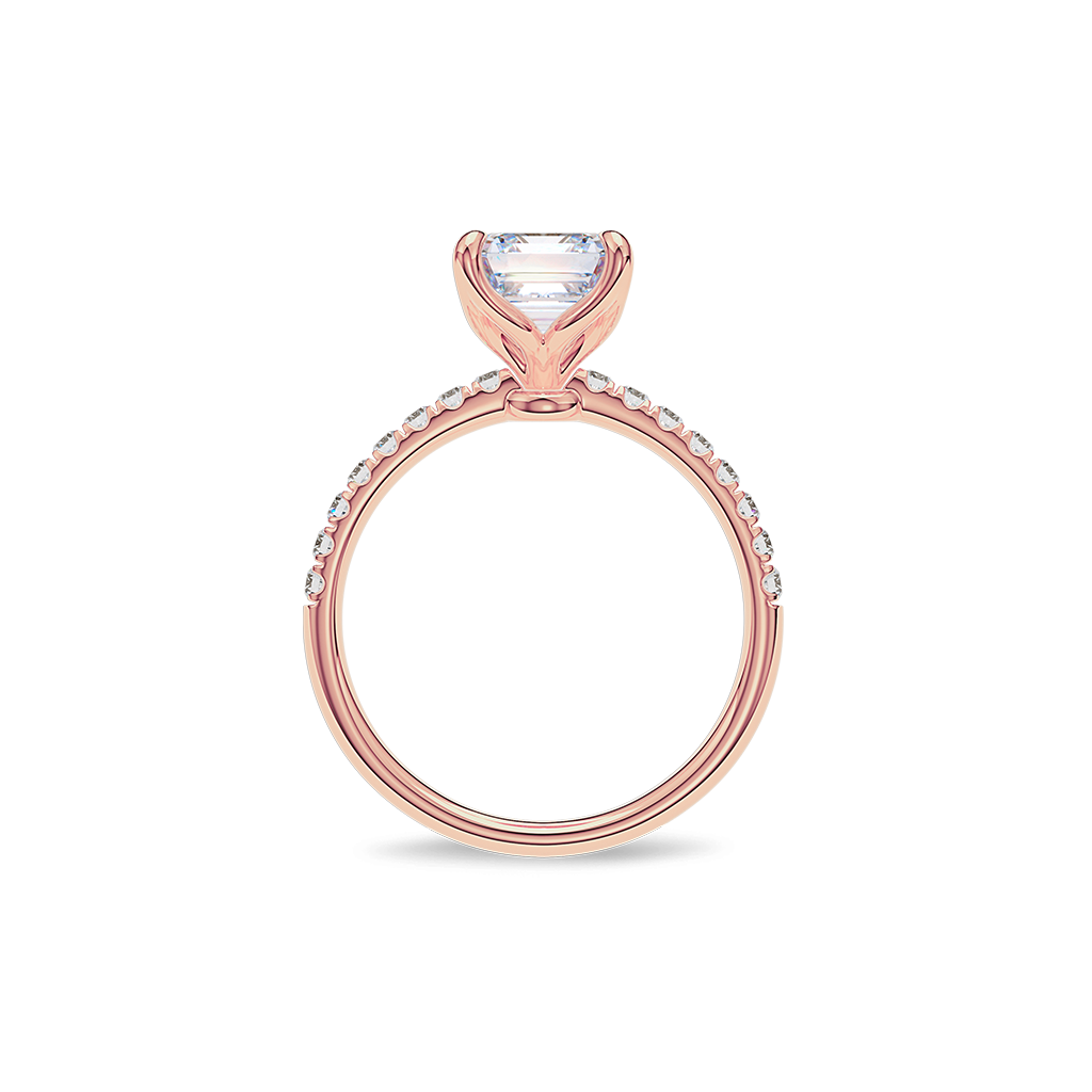 Dia Solitaire Pave Engagement Ring Radiant•Rose Gold