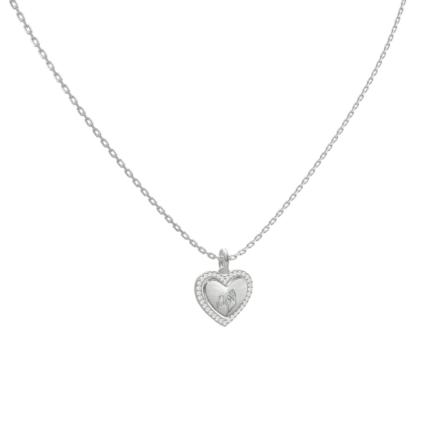 Rhodium Plated Heart MemoraCarve Necklace SN028