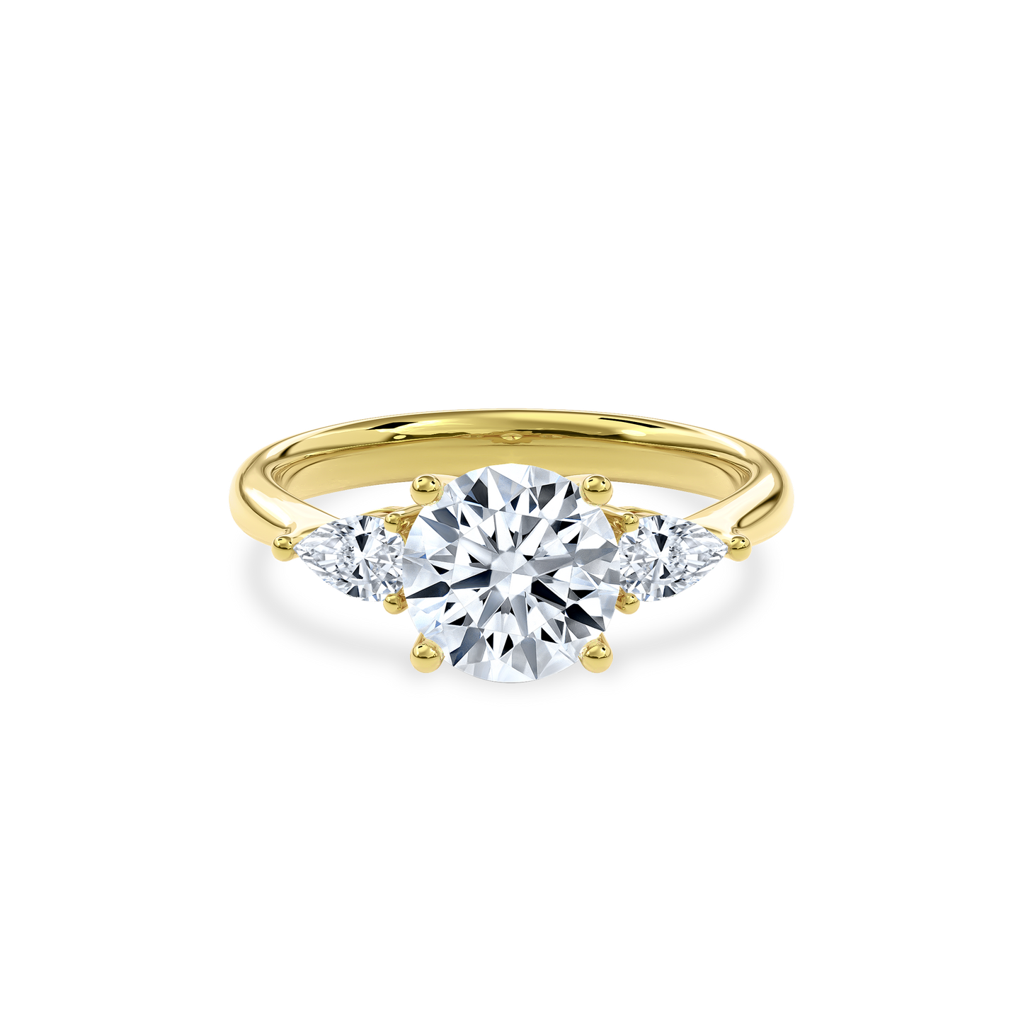 Daphnis Three Stones Engagement Ring Round•Yellow Gold