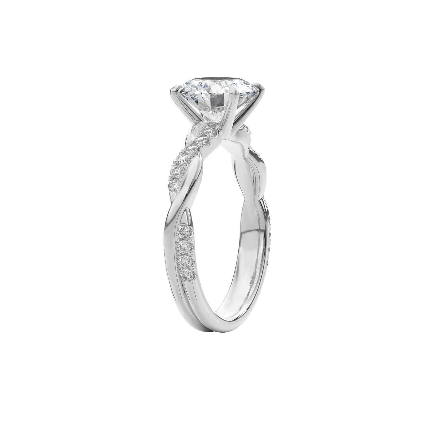 Rhea Twisted Pave Engagement Ring Round•White Gold