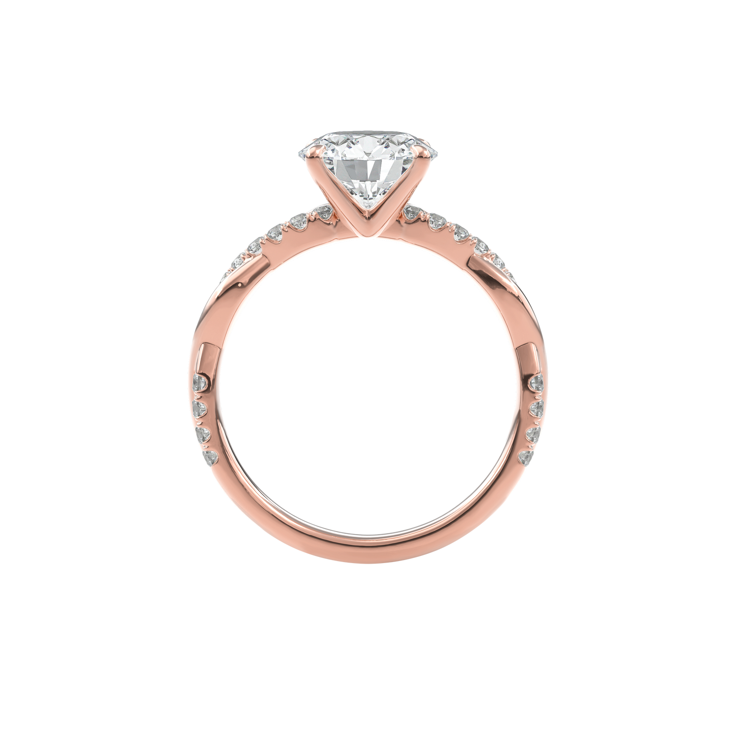 Rhea Twisted Pave Engagement Ring Round•Rose Gold