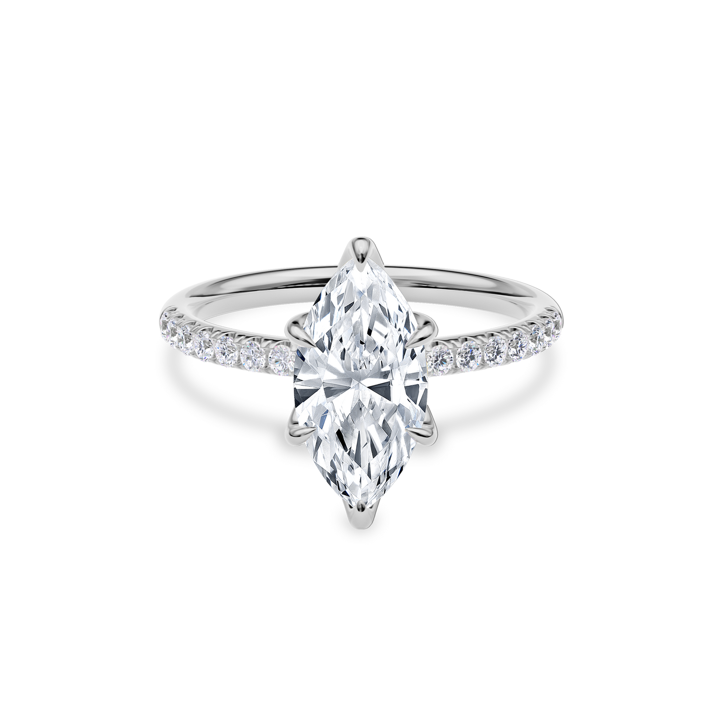 Dia Solitaire Pave Engagement Ring Marquise•White Gold