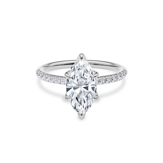 Dia Solitaire Pave Engagement Ring Marquise•White Gold