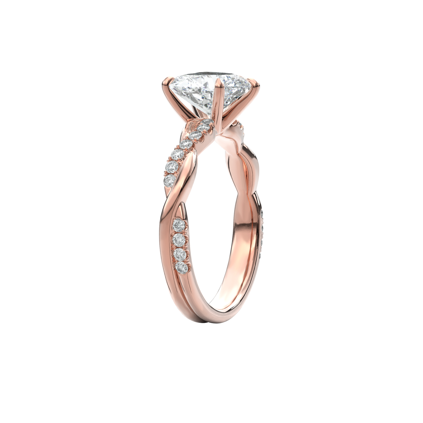 Rhea Twisted Pave Engagement Ring Pear•Rose Gold