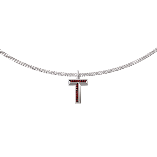 Rhodium Plated Signature Initial Necklace SN046