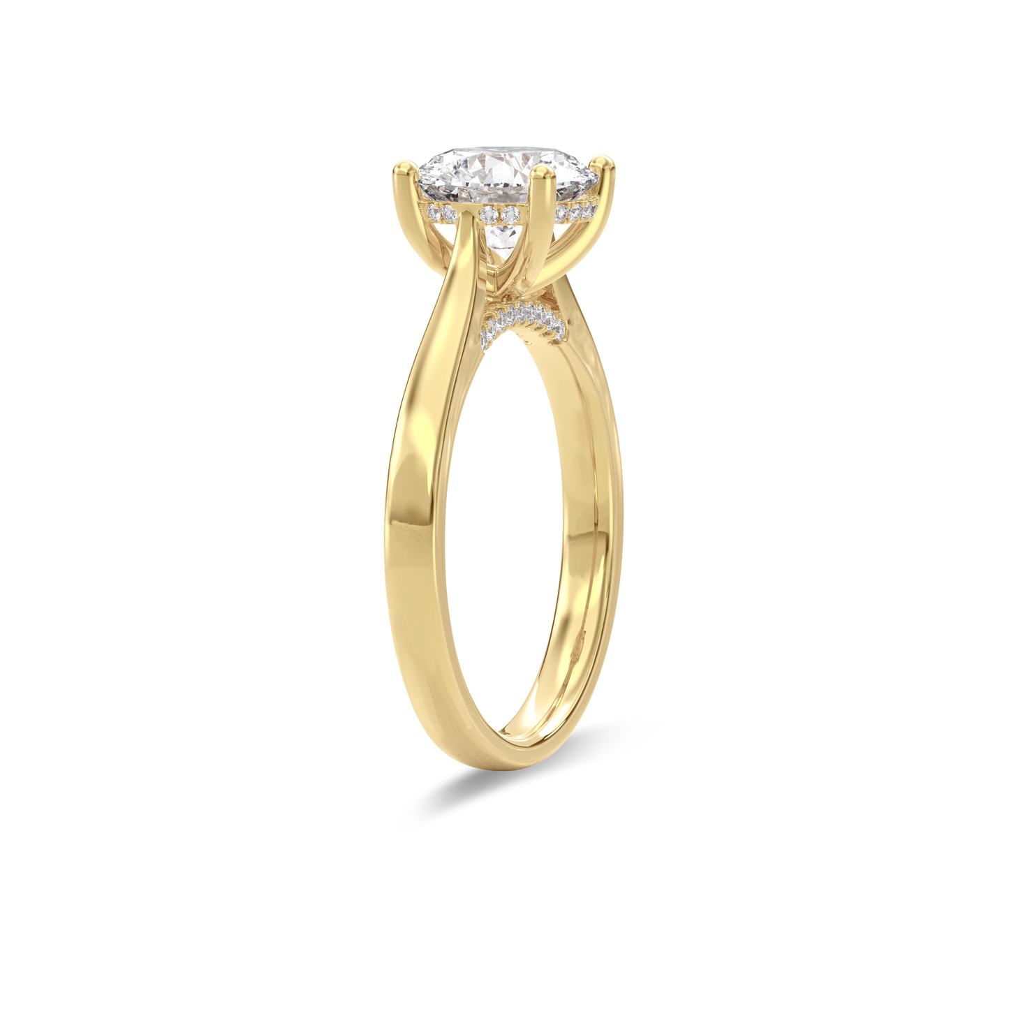 Elara Hidden Halo Salitaire Engagement Ring Round•Yellow Gold
