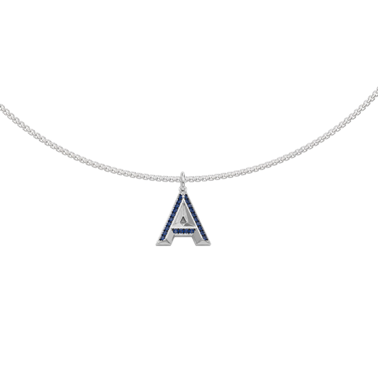 Rhodium Plated Signature Initial Necklace SN046
