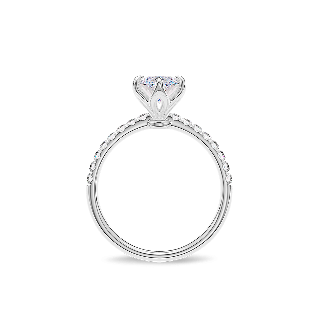 Dia Solitaire Pave Engagement Ring Marquise•White Gold
