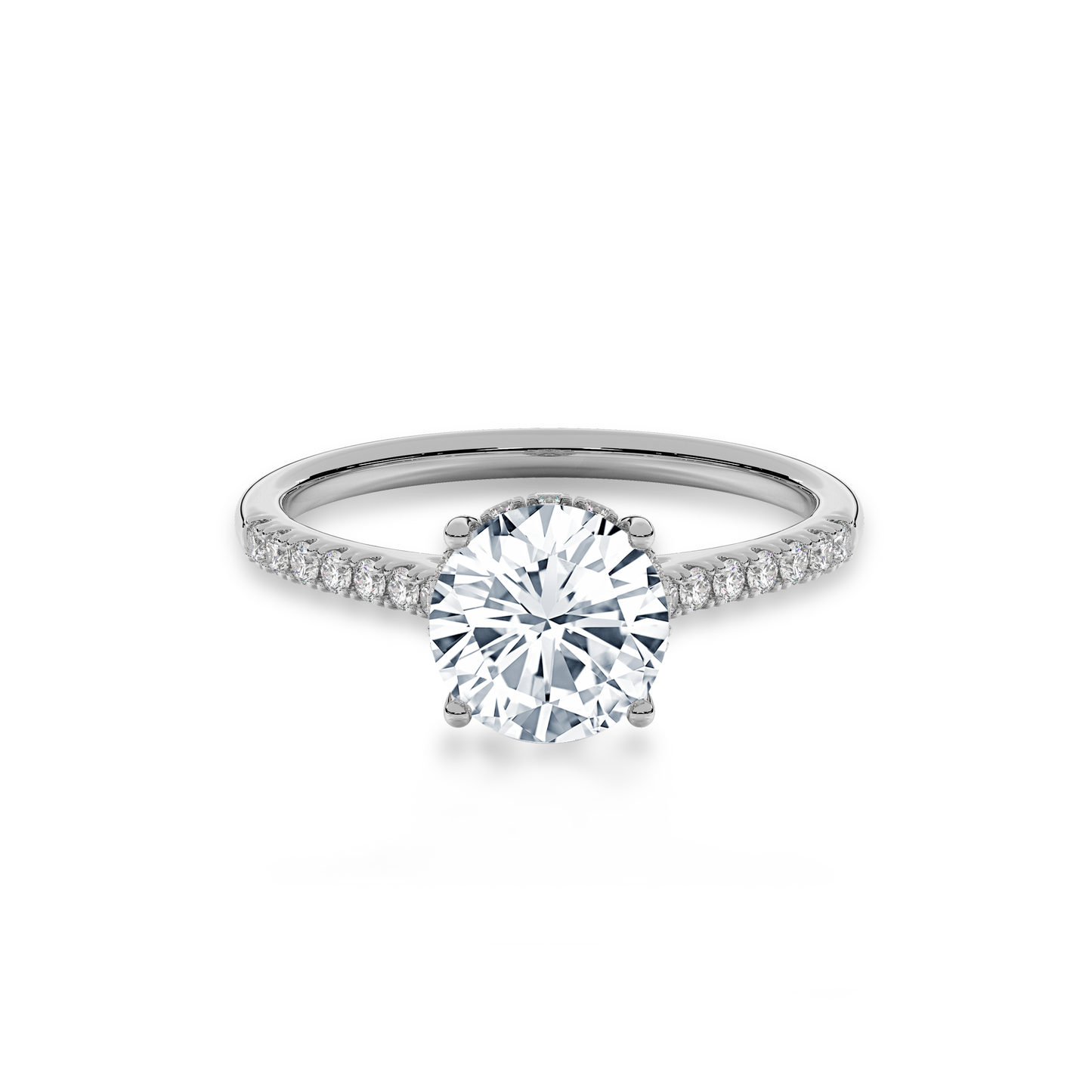 Hidden Halo II Round  Lab Grown Diamond Ring in 14K White Gold