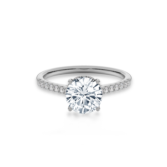 Hidden Halo II Round  Lab Grown Diamond Ring in 14K White Gold