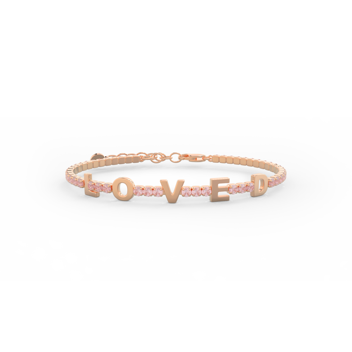 Morganite Birthstone Tennis Bracelet 18K Rose Gold SB001A