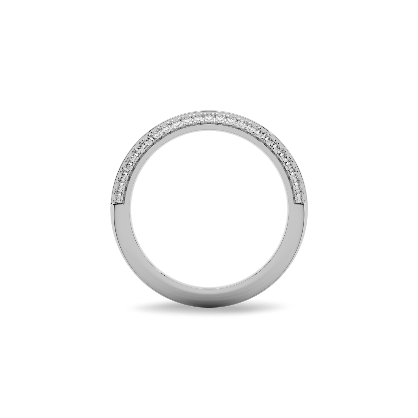 14K White Gold Classic Stone-set  Wedding Band
