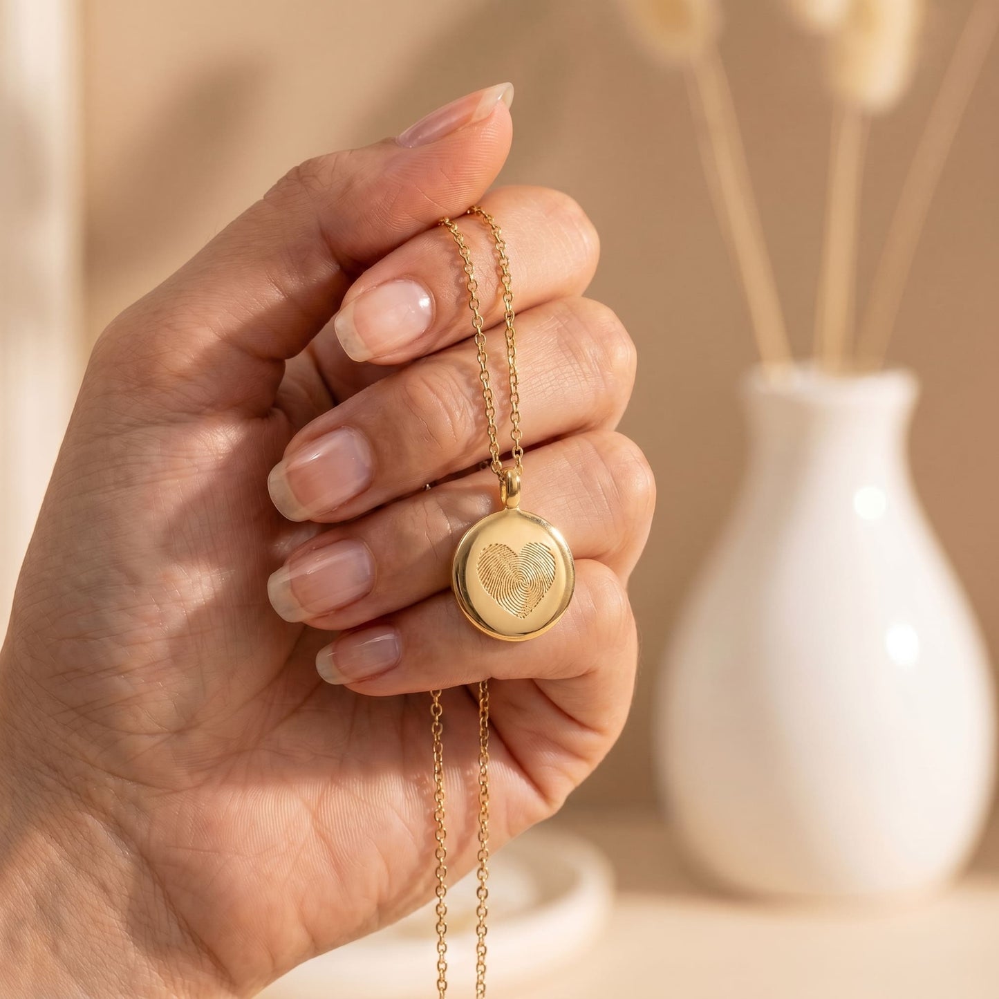 Gold Plated Round SoulPrint Enamel Necklace SN044