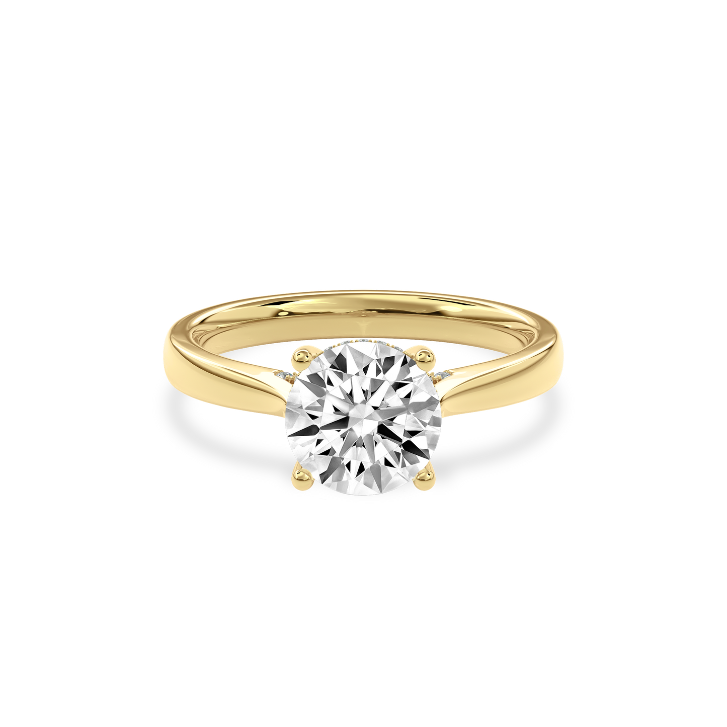 Elara Hidden Halo Salitaire Engagement Ring Round•Yellow Gold