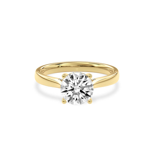 Elara Hidden Halo Salitaire Engagement Ring Round•Yellow Gold