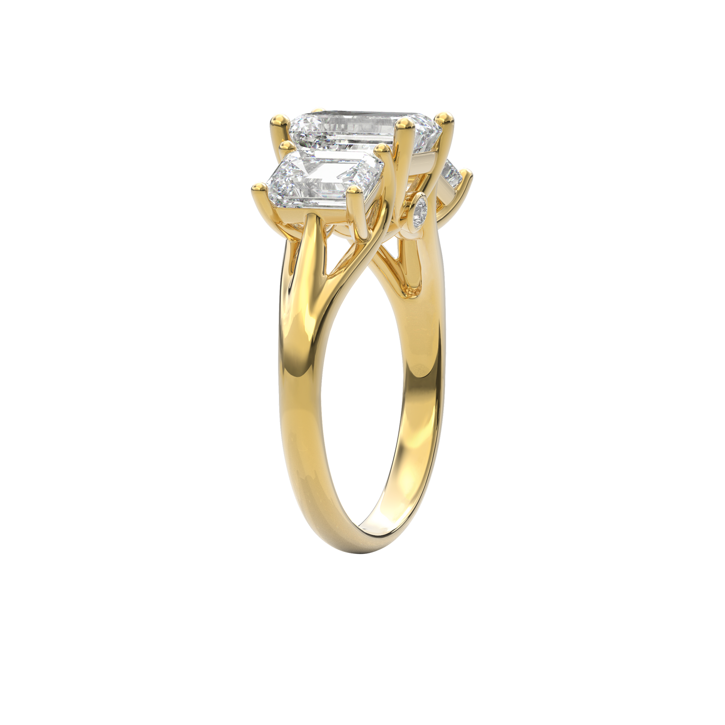 Daphnis Trinity Engagement Ring Emerald•Yellow Gold
