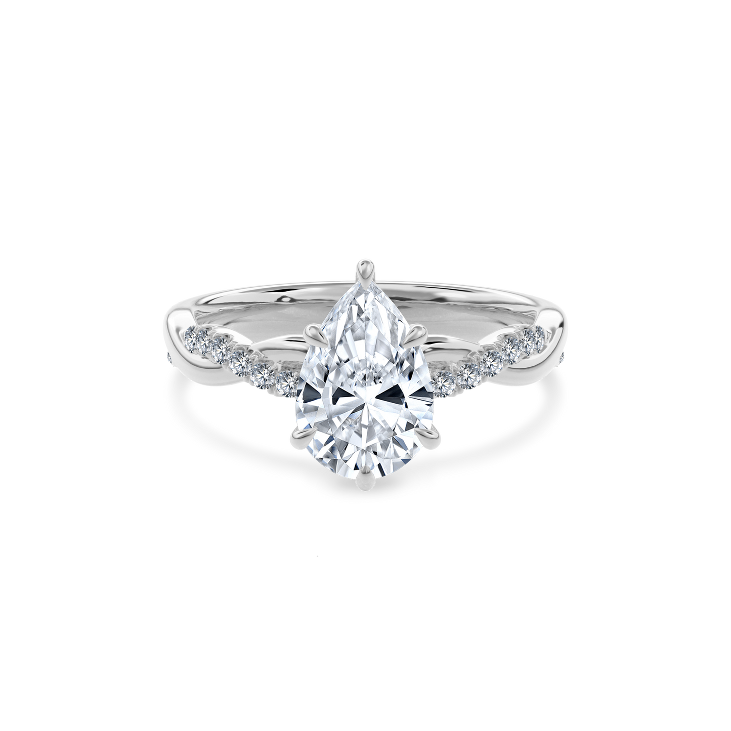 Rhea Twisted Pave Engagement Ring Pear•White Gold