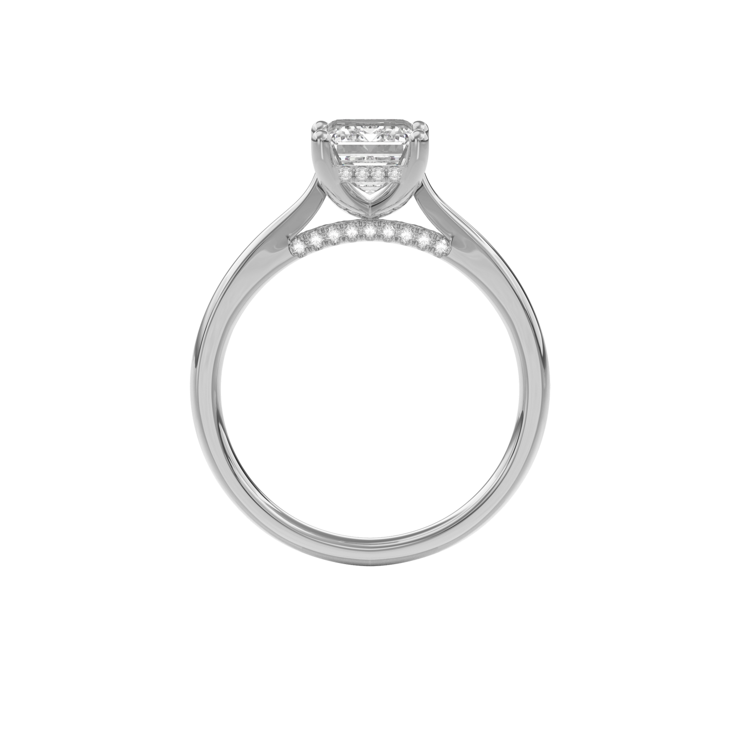 Elara Hidden Halo Salitaire Engagement Ring Emerald•White Gold