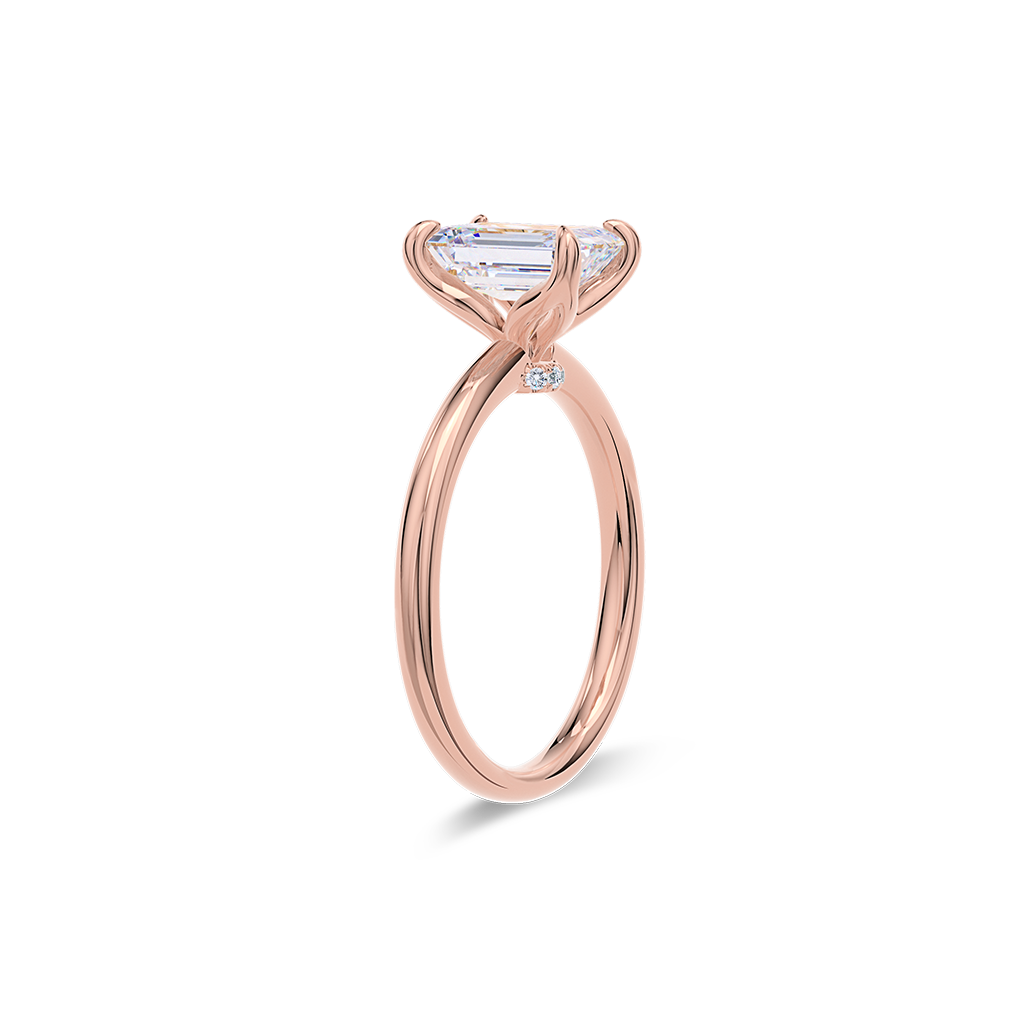 Dia Solitaire Engagement Ring Emerald•Rose Gold