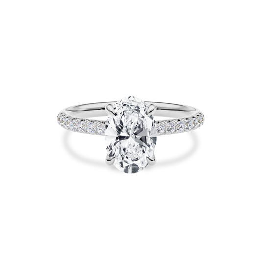 Dia Solitaire Pave Engagement Ring Oval•White Gold