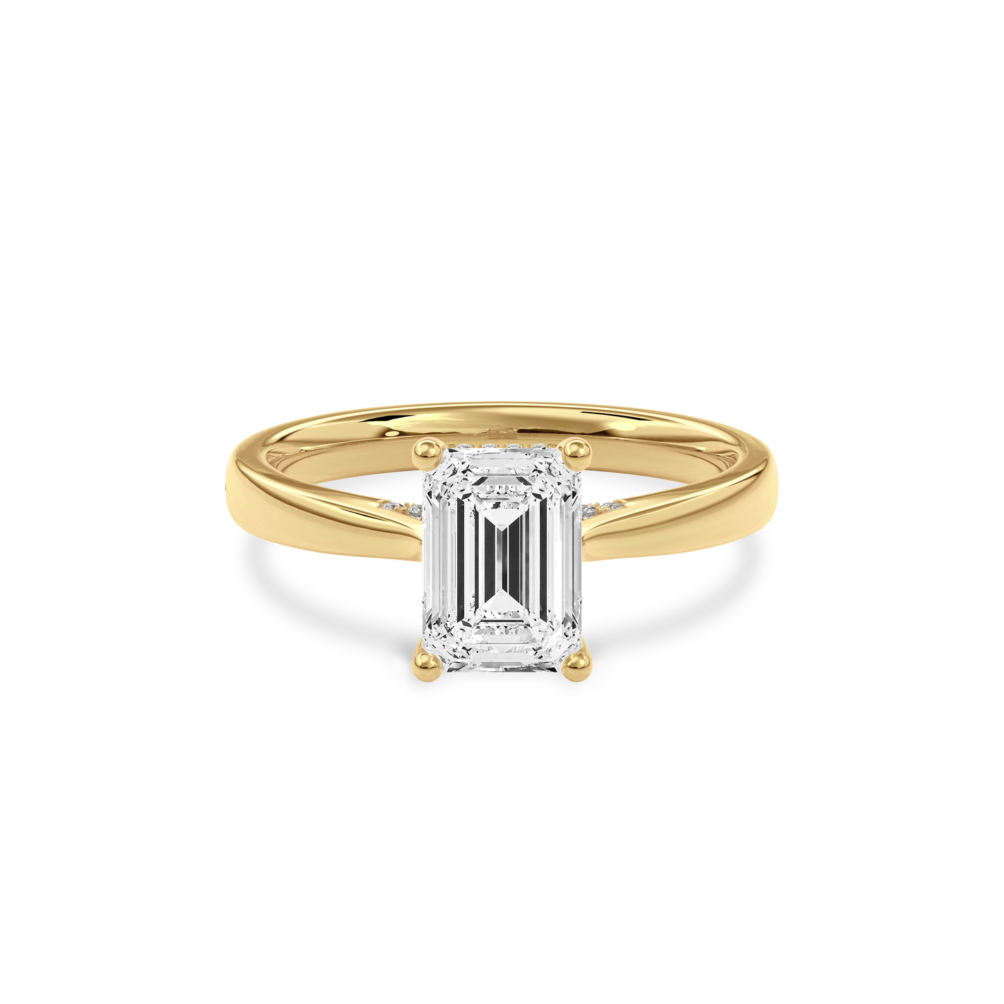 Elara Hidden Halo Salitaire Engagement Ring Emerald•Yellow Gold