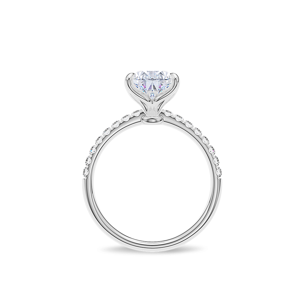 Dia Solitaire Pave Engagement Ring Pear•White Gold