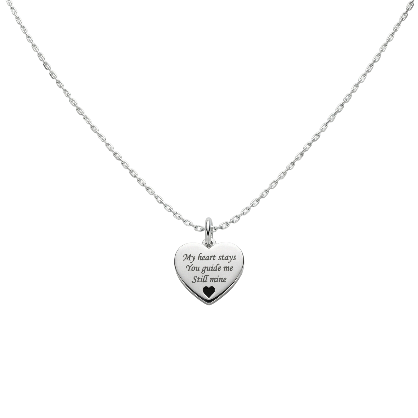 Rhodium Plated Heart MemoraCarve Necklace SN028