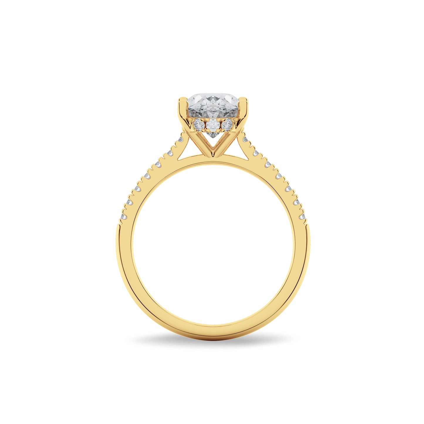 Hidden Halo II Oval Lab Grown Diamond Ring in 14K Gold