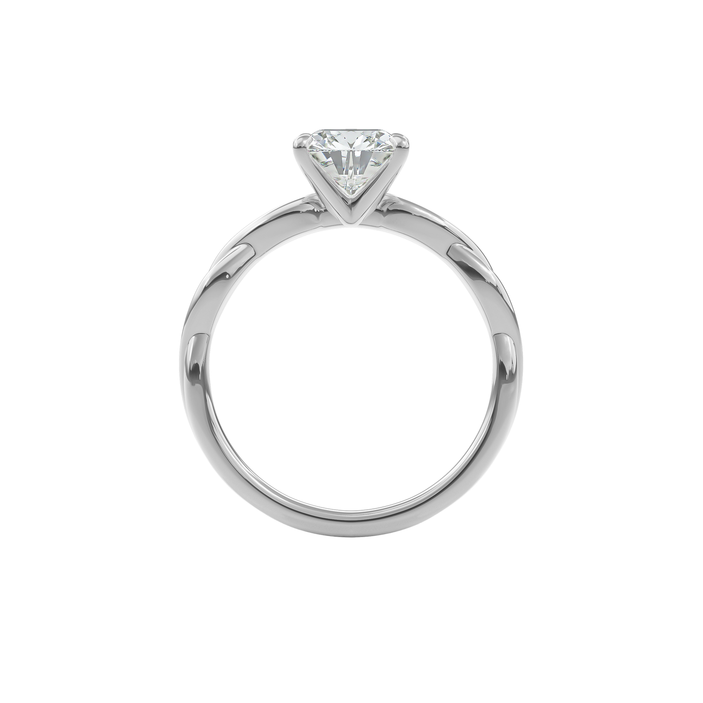 Rhea Twisted Engagement Ring Cushion•White Gold
