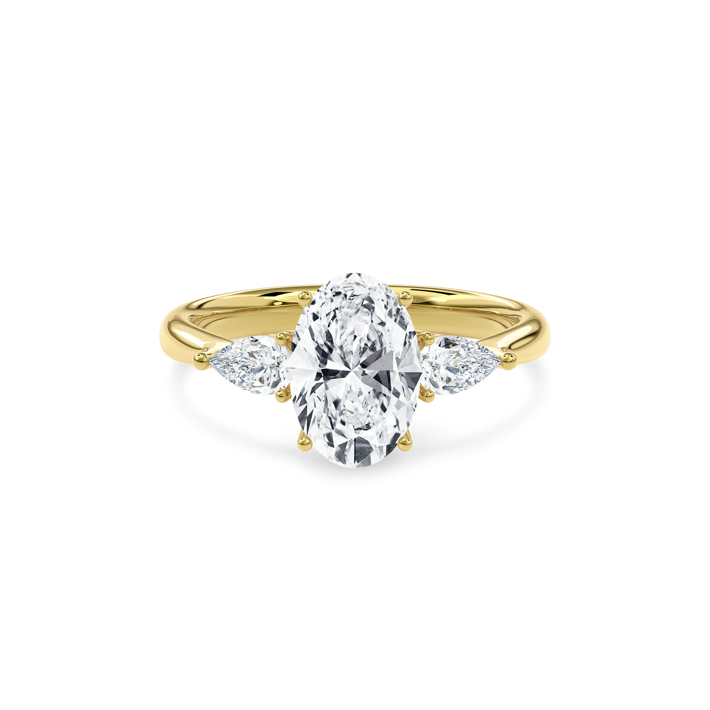 Daphnis Three Stones Engagement Ring Oval•Yellow Gold