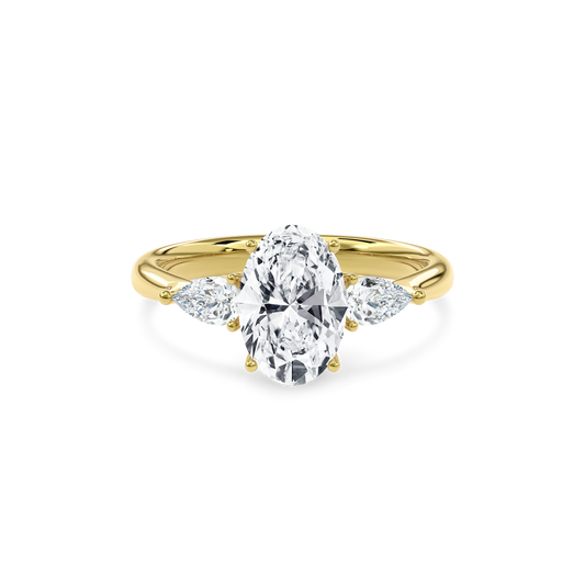 Daphnis Three Stones Engagement Ring Oval•Yellow Gold