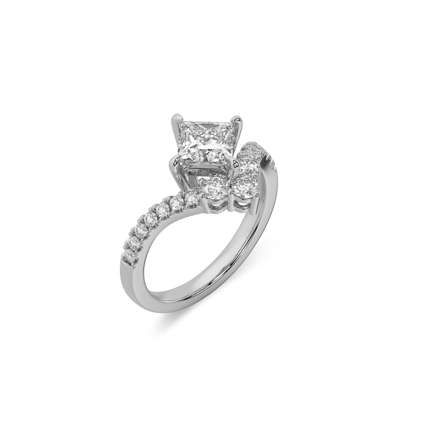 Princess Tiara Ring in 14k White Gold