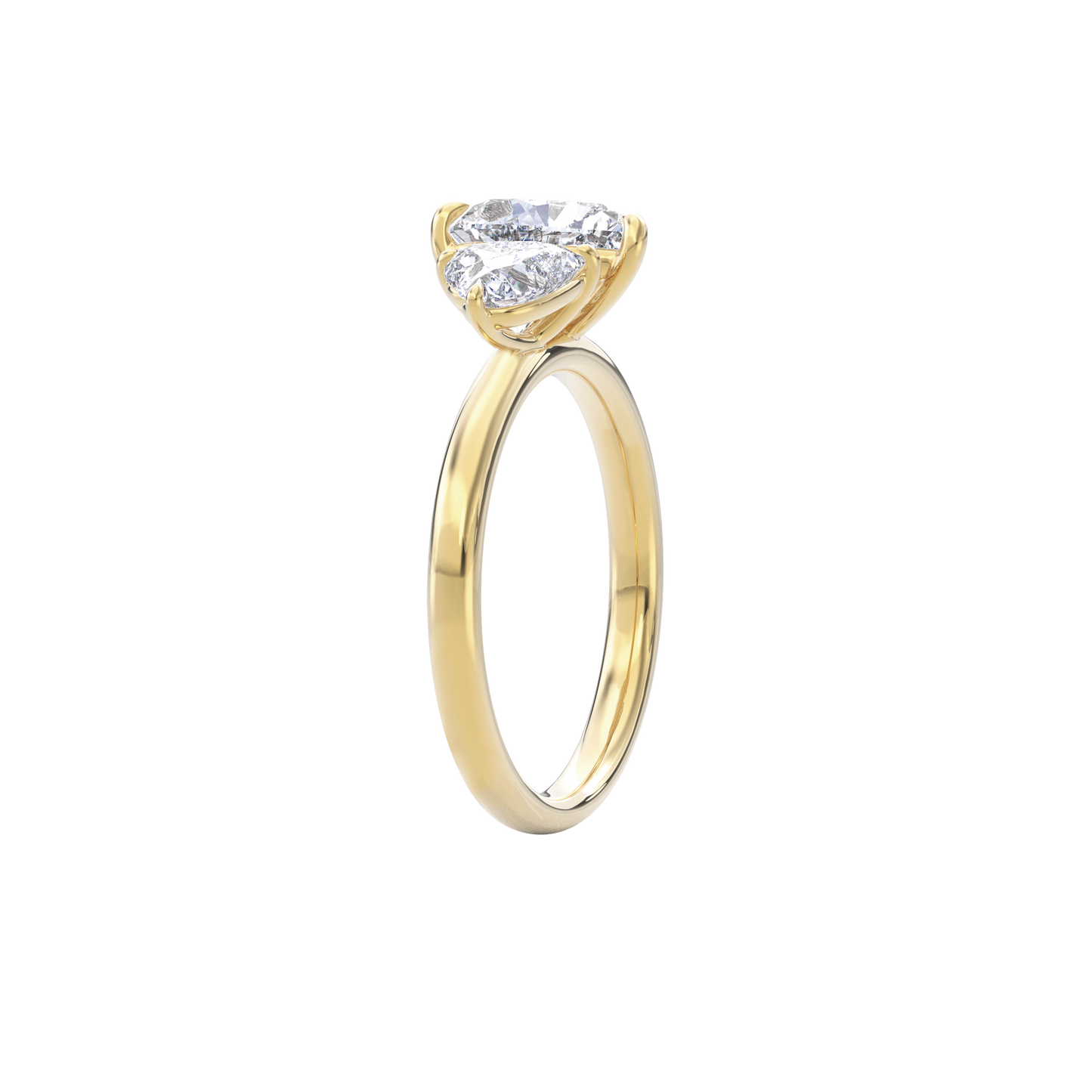 Callisto Two Stones Engagement Ring Heart•Yellow Gold