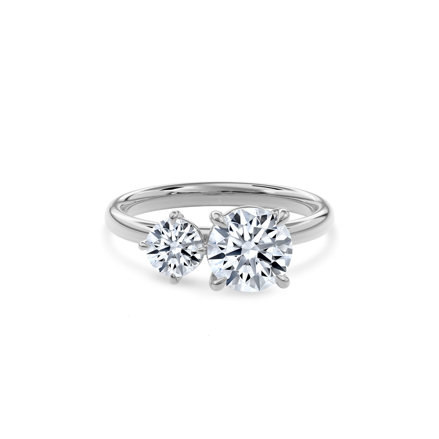 Callisto Two Stones Engagement Ring Round•White Gold