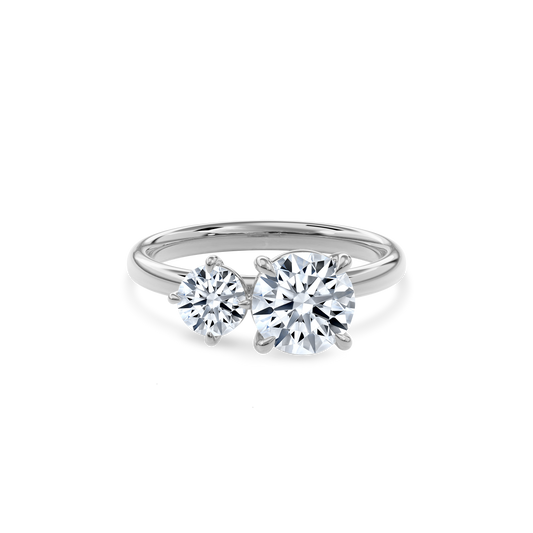 Callisto Two Stones Engagement Ring Round•White Gold